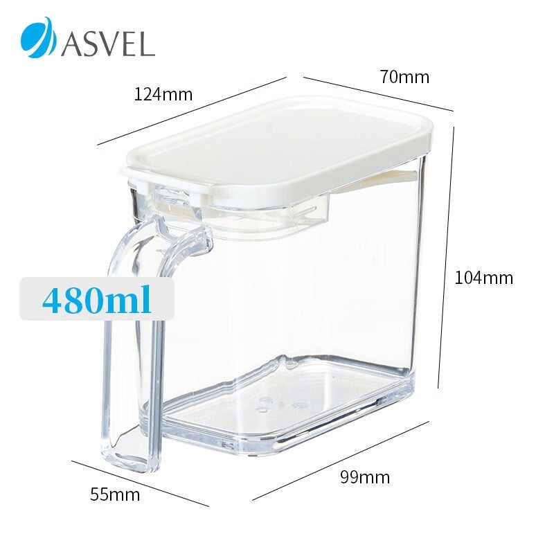 ASVEL Japanese-Style Seasoning Container, Household Plastic Spice Jar, Condiment Storage Box with Spoon, White, 480ml - Image 1