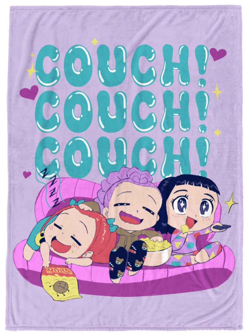 Jay Franco Kids Plush Throw Blanket â€“ Ultra Soft Cozy Plush Fleece for Bed, Couch, Sofa, Home DÃ©cor, Official Licensed Huntrix, Purple - Kpop Demon Hunters, 60x90 - Large Blanket - Image 1