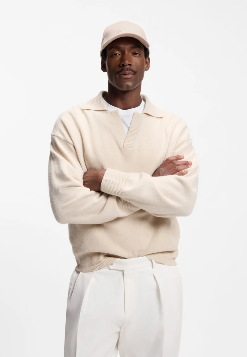 BOSS Open Beige Linen cap with embroidered logo for Men | Best Price UAE