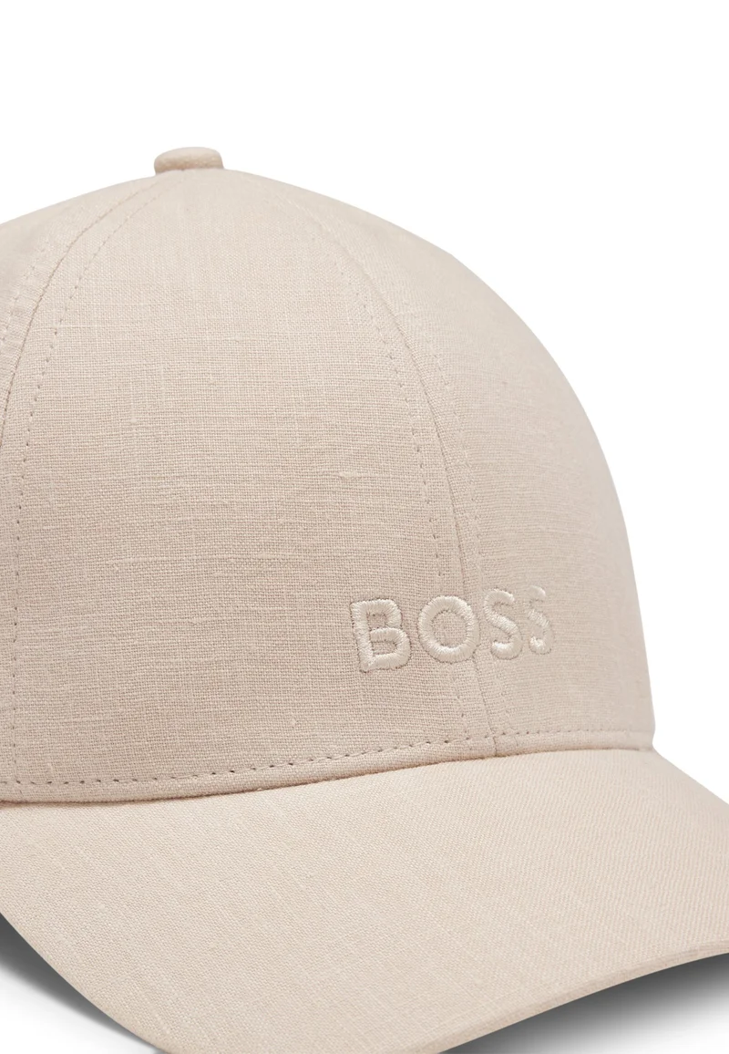 BOSS Open Beige Linen cap with embroidered logo for Men | Best Price UAE