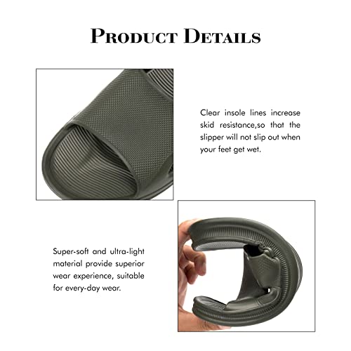 FUNKYMONKEY Men's Shower Slides - Non Slip Quick Drying Sandals for Men – Lightweight Pool Beach Bathroom Slippers Indoor Outdoor(10 M US, New Army Green) - Image 4