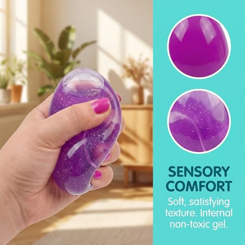 Howzcci 6 Pack Easter Eggs Squeeze Toys 2 x 24 inch Stress Relief Fidget Toys for Kids Adults Sensory Squishy Eggs for Easter Basket Stuffers Party Favors Classroom Prizes - Image 5