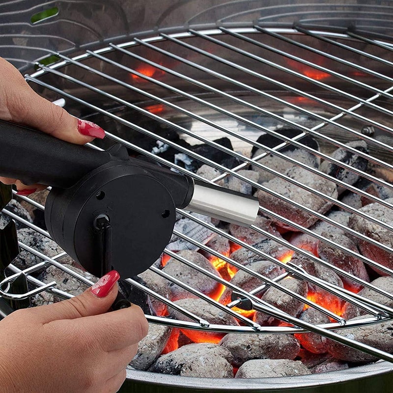 POXEFLIP Cooking Hand Crank Powered Barbecue BBQ Fan Air Blower,Manual Handy Mini Barbecue Air Blower Fan For BBQ Grill Foods - Image 3