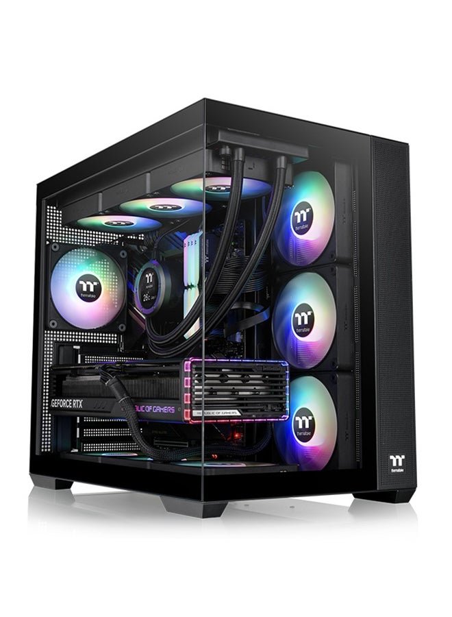 Thermaltake View 380 TG ARGB Mid Tower Chassis, Compatible with Hidden-Connector Motherboards, Dual Chamber Design, Tempered Glass Front and Left Panels |CA-1Z2-00M1WN-00 Black - Image 1