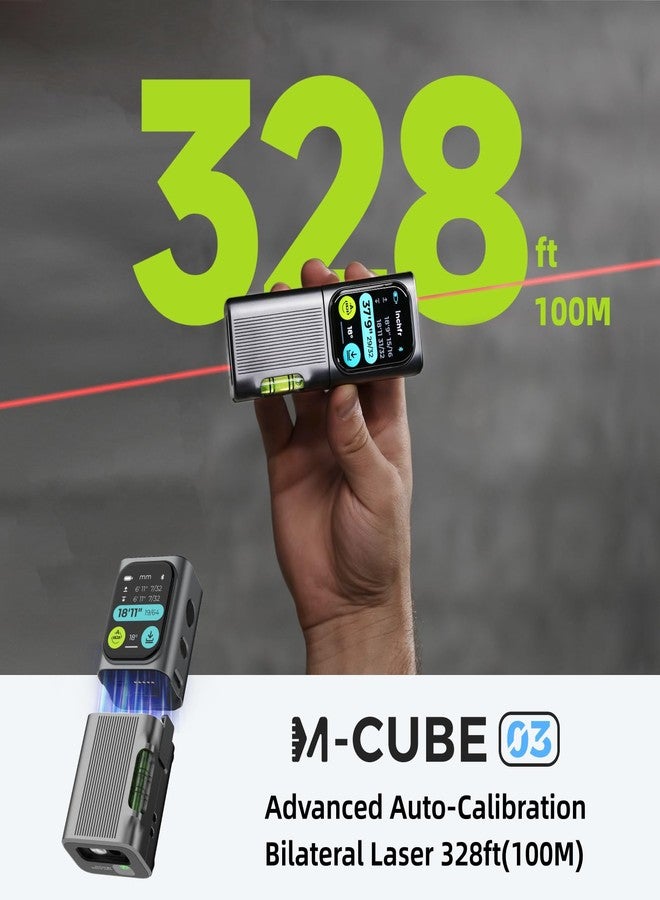 HOZO M-Cube Laser Measuring Tool Adaptor 03 Bilateral Laser+,328ft/100m Modular Dual Laser Distance Meter with Bluetooth App and M-Green Cross Line, Ideal for Surveying,Construction, DIY Projects - Image 4