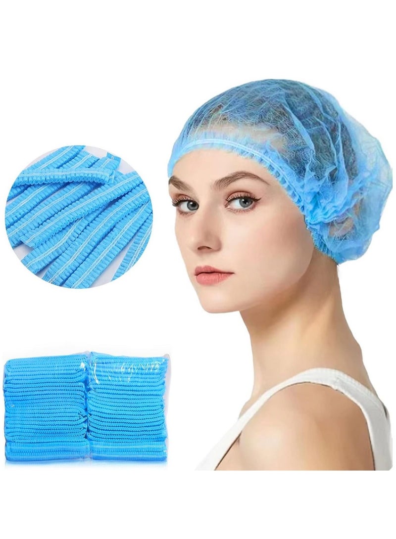 Leboo Disposable Surgical Caps 100 Piece Blue Elastic Hair Net Dust Caps for Food Service Kitchen Use Medical and Food Industry Head Cover - Image 1