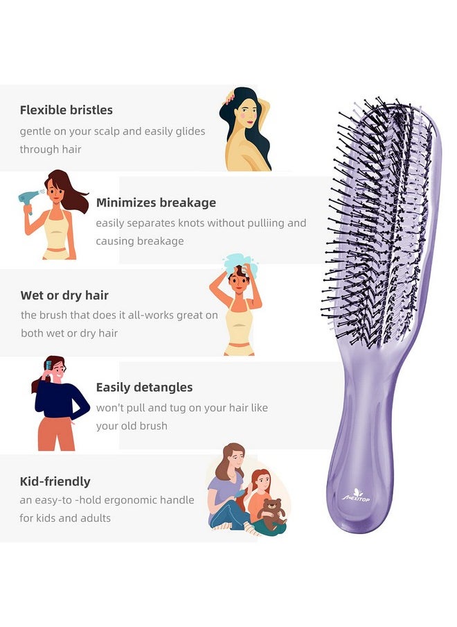 MEXITOP Hair Brush Shampoo Brush Wet And Dry Hair Scalp Brush For Women & Men Scalp Brush Hair Scrubber Exfoliator For Dandruff Wash Hair Bath(Purple)  - Image 2