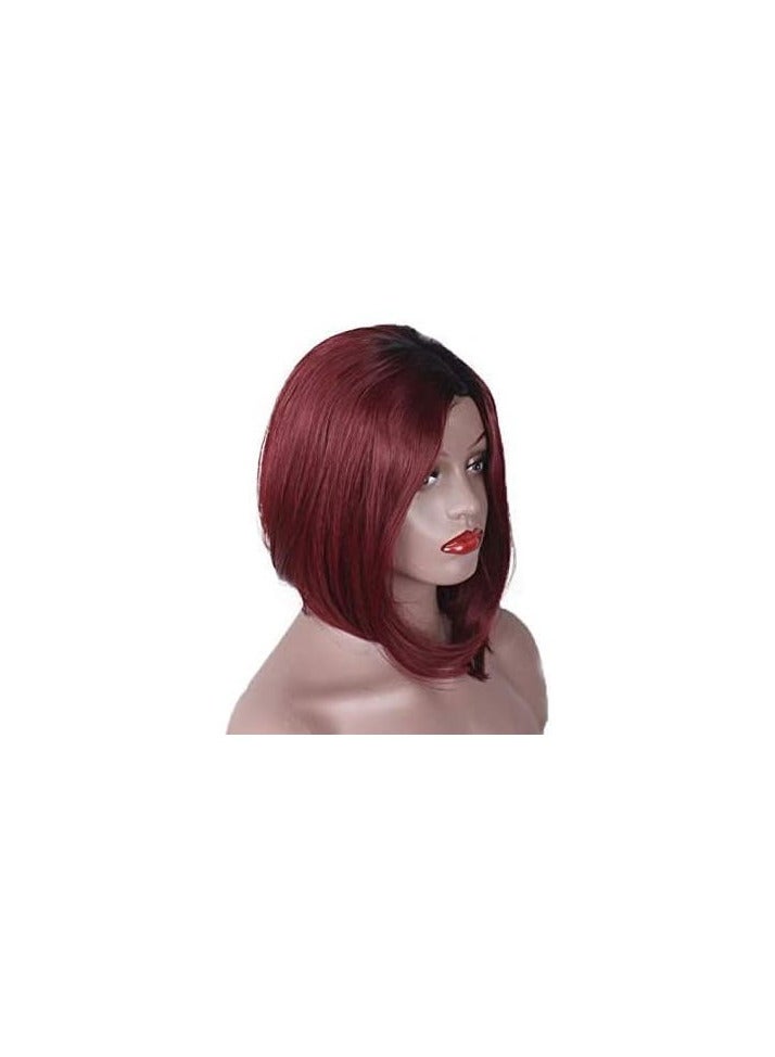 باروكة شعر صناعي  قصير مستقيم بلون احمر شعر حراري فايبر قابل للغسيل والمكواه - Image 1