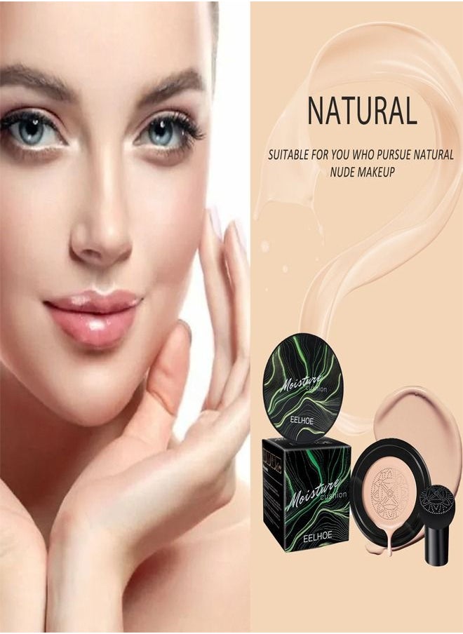 EELHOE Mushroom Head Air Cushion BB Cream,Facial Concealer,Brightening And Moisturizing Natural Nude Makeup Foundation (Natural Color)  - Image 2