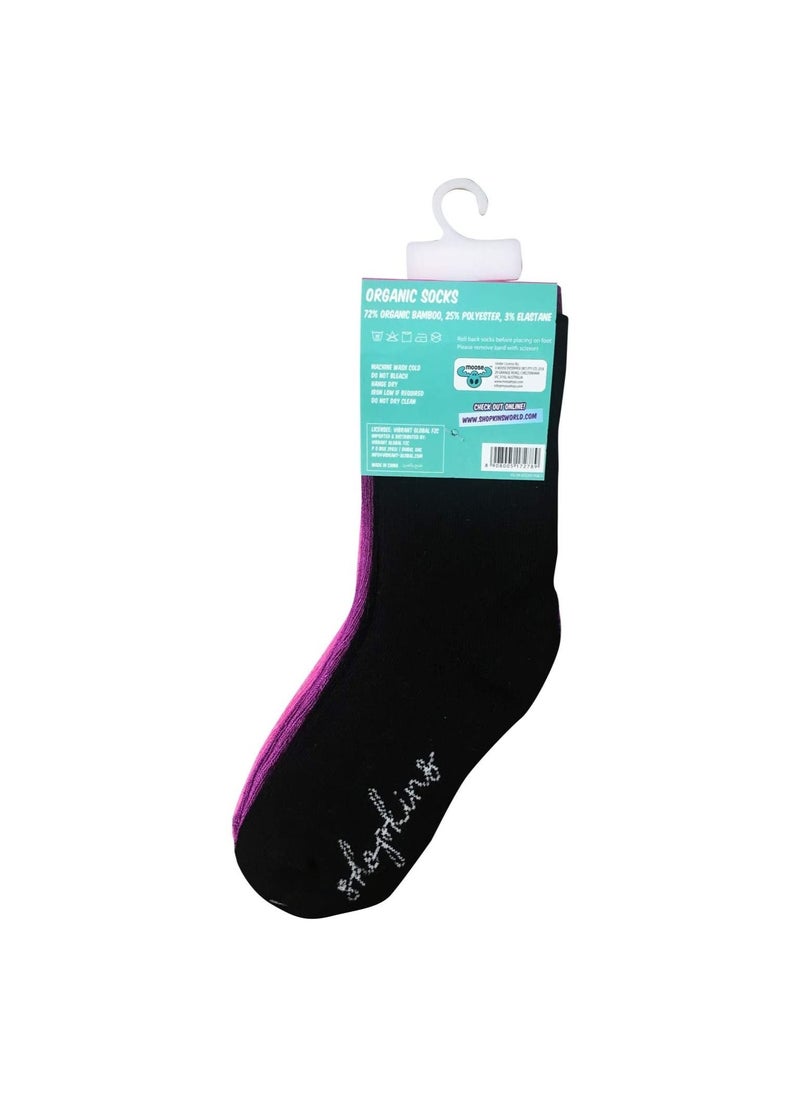 Shopkins - Shopkins Bamboo Cotton Sock - Solid (Pack Of 3) - Pink/Lavender/Black 5-8Y - Image 1
