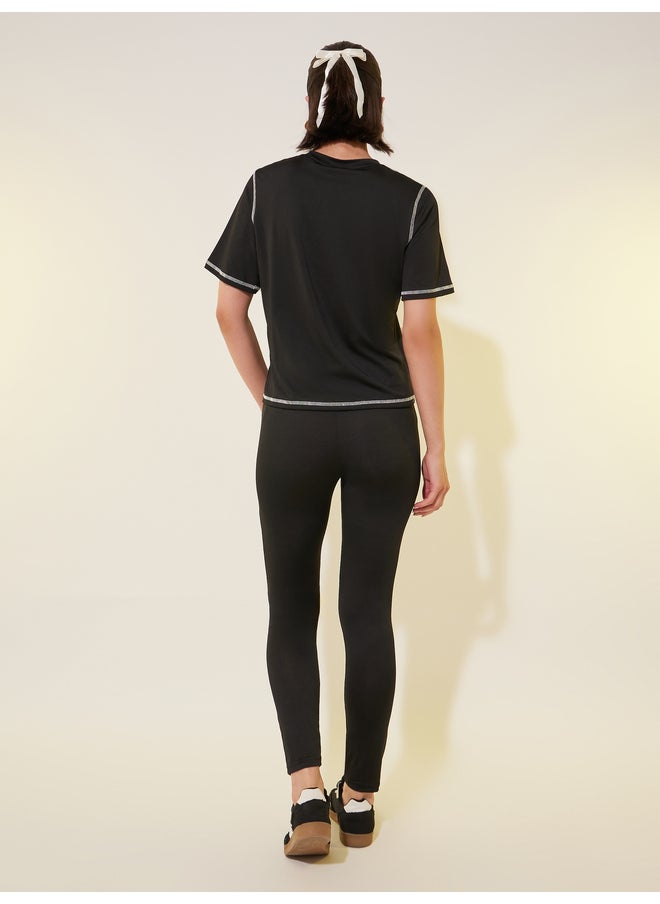 Take Two Take Two Solid Round Neck T-Shirt and Leggings Set  - Image 4