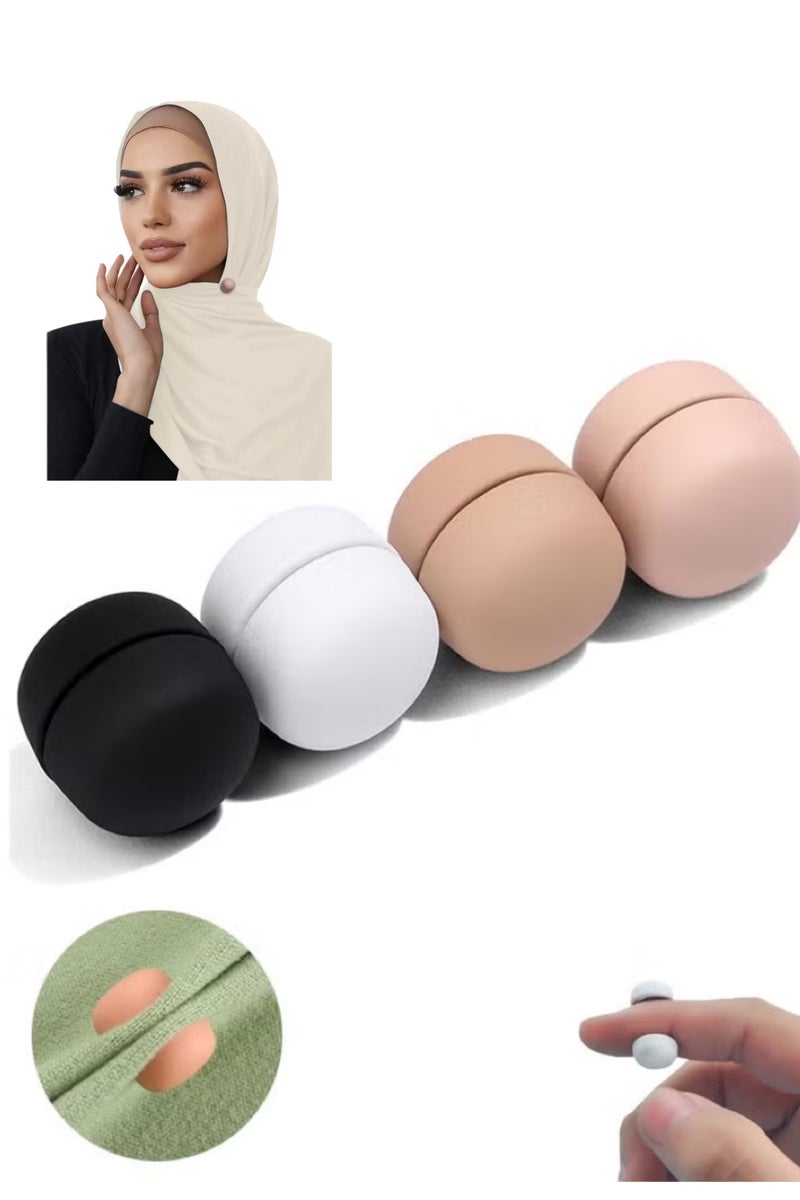 XUN Strong Magnetic Hijab Pins, 4 Pack Powerful Hijab Magnets Multi-Use Pinless Hijab Magnetic Pins, Colorful Magnet Pins Scarf Magnetic Pin No-Snag Brooch Clasp for Clothes Dress Scarves (Matte) - Image 1