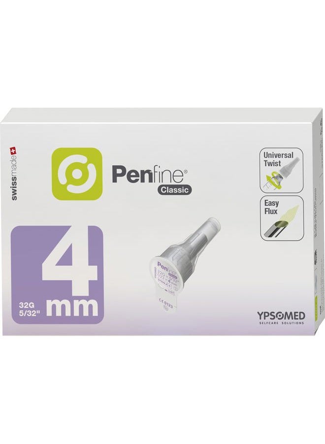 Penfine Classic Pen Needle - 32G x 4mm, 100ct, Swiss Made, Universal Fit - Image 1