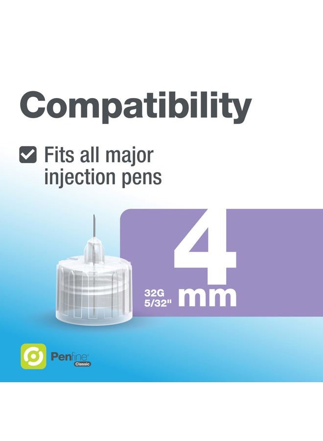 Penfine Classic Pen Needle - 32G x 4mm, 100ct, Swiss Made, Universal Fit - Image 2