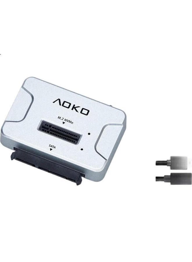 Aoko M.2 Nvme/Sata Dual-Bay Hot-Swappable Hard Drive Enclosure, 2.5/3.5-Inch Mechanical And Solid-State Drive External Case, Ssd Adapter, Usb Read Drive, Ae28Sl - Image 1