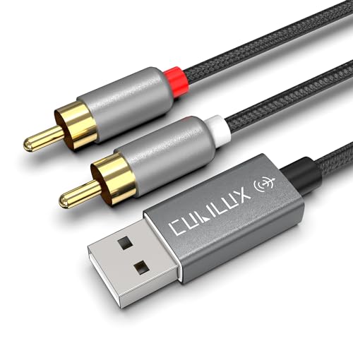 Cubilux USB to RCA Audio Cable with 384KHz/24-bit DAC, USB A Male to 2 Male RCA Stereo AUX Cord, 2RCA Auxilary Cable for Laptop, PC, Computer, 6 Feet - Image 1