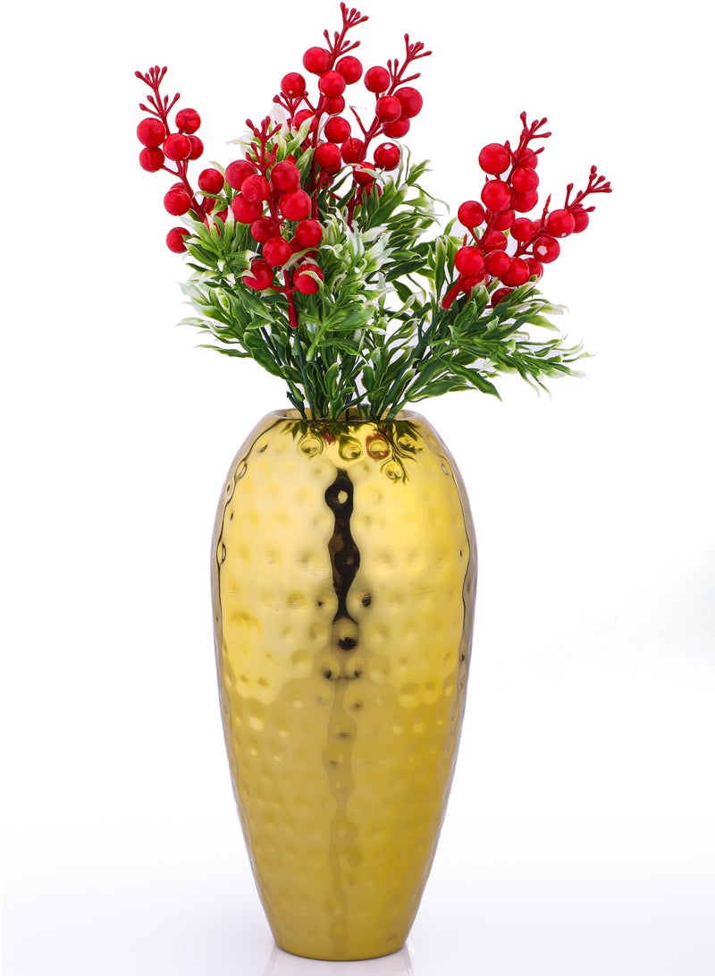 النحاس الأوروبي مزهرية معدنية أوروبية من النحاس المطروق على شكل زهرة "هافن" للمنزل - لمسة نهائية ذهبية | أصيص نباتات أنيق ومتين مصنوع من الفولاذ المقاوم للصدأ | ديكور عصري لغرف المعيشة والرسم والمكتب - Image 2