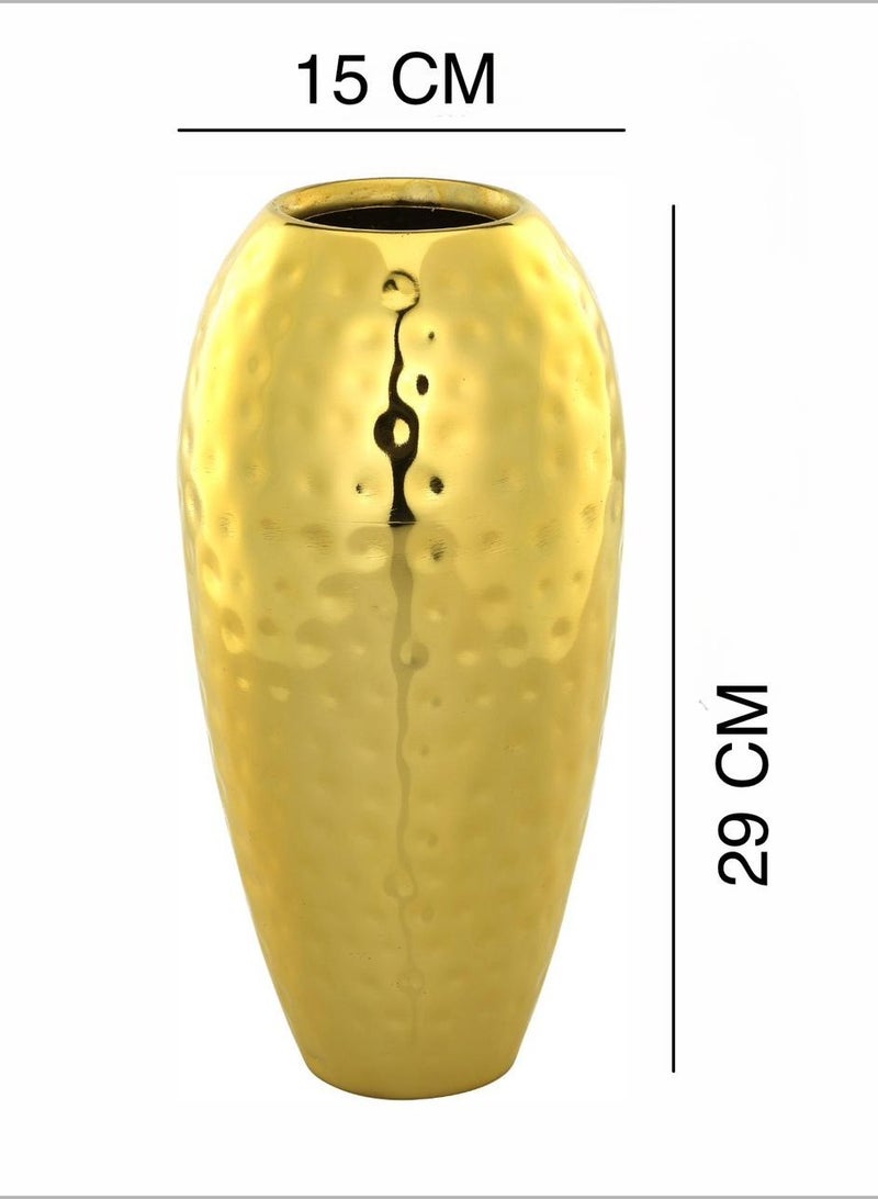 النحاس الأوروبي مزهرية معدنية أوروبية من النحاس المطروق على شكل زهرة "هافن" للمنزل - لمسة نهائية ذهبية | أصيص نباتات أنيق ومتين مصنوع من الفولاذ المقاوم للصدأ | ديكور عصري لغرف المعيشة والرسم والمكتب - Image 4