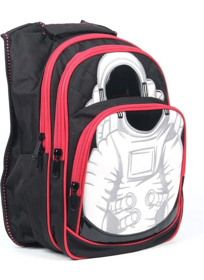 Masho Trend Red 3-Eyed Astronaut School Bag + Nutrition + Water Bottle - Space Bag Primary School Bag Backpack