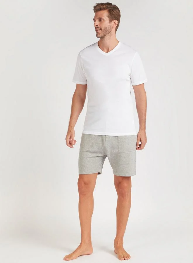 سبلاش فيڤ طقم من  قطع - سترة بياقة مستديرة وأكمام قصيرة