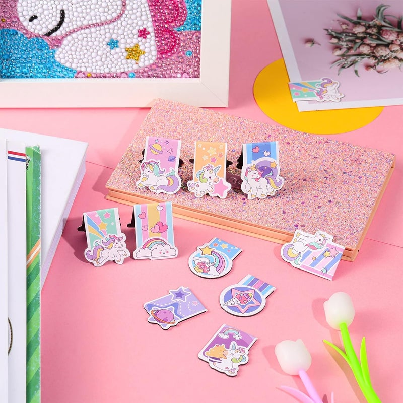 Containlol 40 Pieces Unicorn Magnetic Bookmarks Magnet Page Markers Book Markers Clip Set for Girls Teachers Students Reading Book Lovers Office Classroom Supplies - Image 3