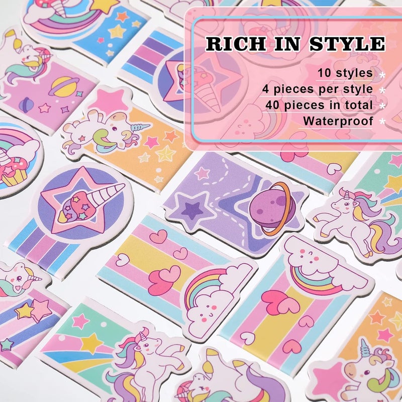 Containlol 40 Pieces Unicorn Magnetic Bookmarks Magnet Page Markers Book Markers Clip Set for Girls Teachers Students Reading Book Lovers Office Classroom Supplies - Image 2