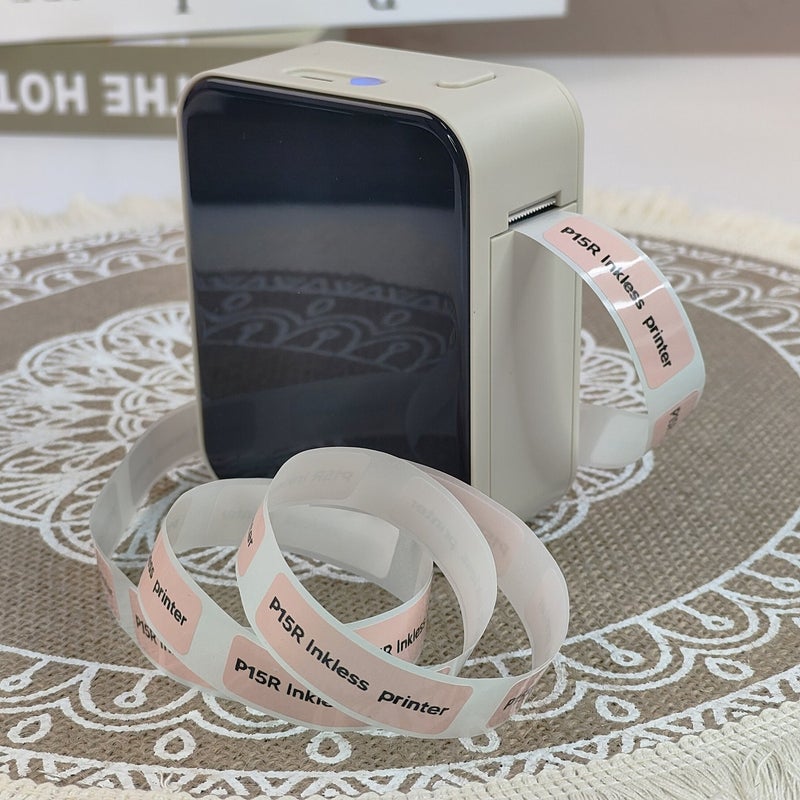 طابعة ملصقات حرارية صغيرة لاسلكية تعمل بتقنية البلوتوث، قابلة لإعادة الشحن عبر منفذ USB-C، بدون حبر، محمولة، مثالية لتنظيم المنزل والمكتب والطلاب والشركات الصغيرة. - Image 1