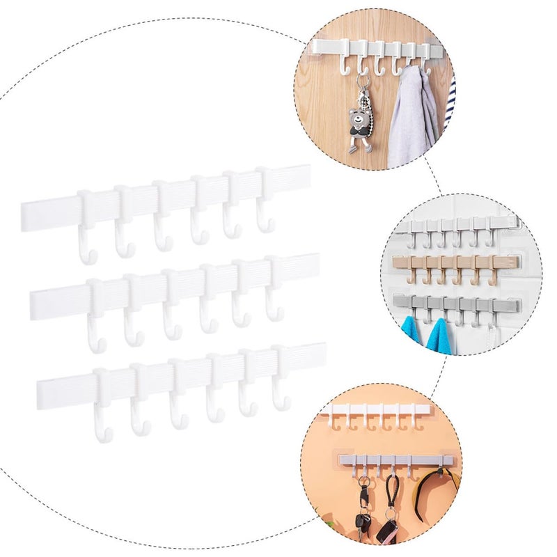 3Pcs No Drill Sticky Wall Mount Towel Rack With 6 Heavy Duty Hooks For Bathroom Kitchen - Image 4