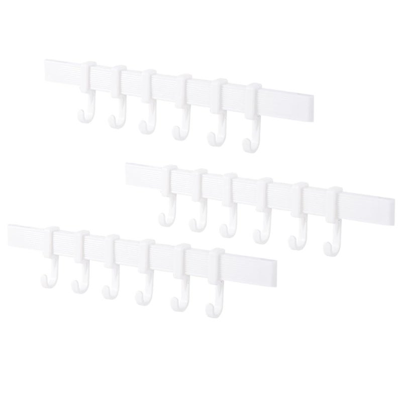 3Pcs No Drill Sticky Wall Mount Towel Rack With 6 Heavy Duty Hooks For Bathroom Kitchen - Image 2