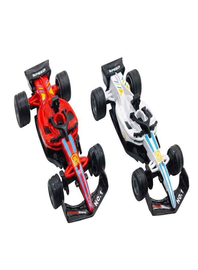 eToymart Mini Metal Die Cast Car Toy Play Set of 2 | Toy Vehicle Play Set | High Speed Unbreakable Small Racing Vehicle Cars for Kids | Exciting Playtime Adventures Toy | 3+ Years (Red & White) - Image 1