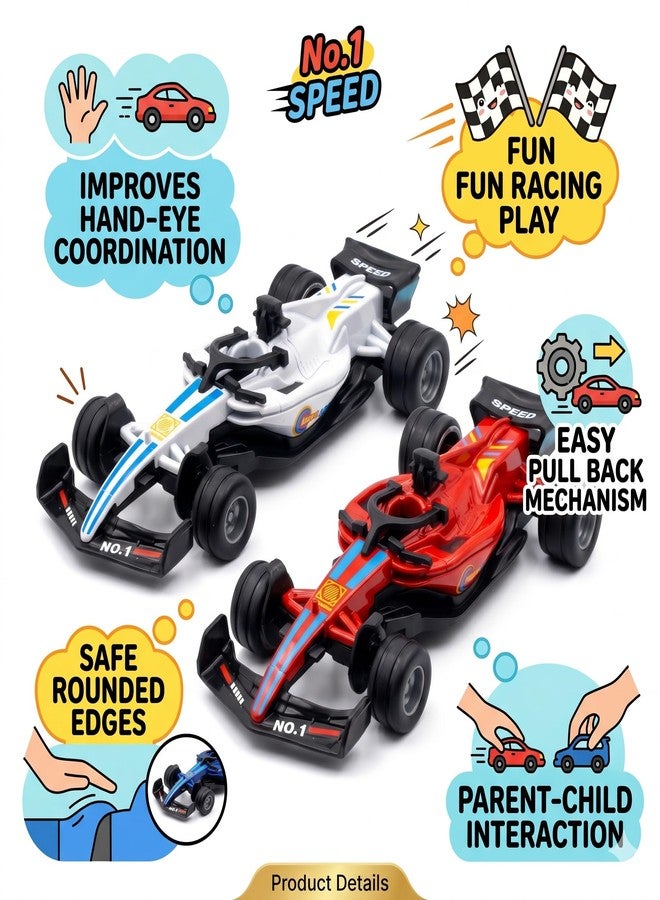eToymart Mini Metal Die Cast Car Toy Play Set of 2 | Toy Vehicle Play Set | High Speed Unbreakable Small Racing Vehicle Cars for Kids | Exciting Playtime Adventures Toy | 3+ Years (Red & White) - Image 4
