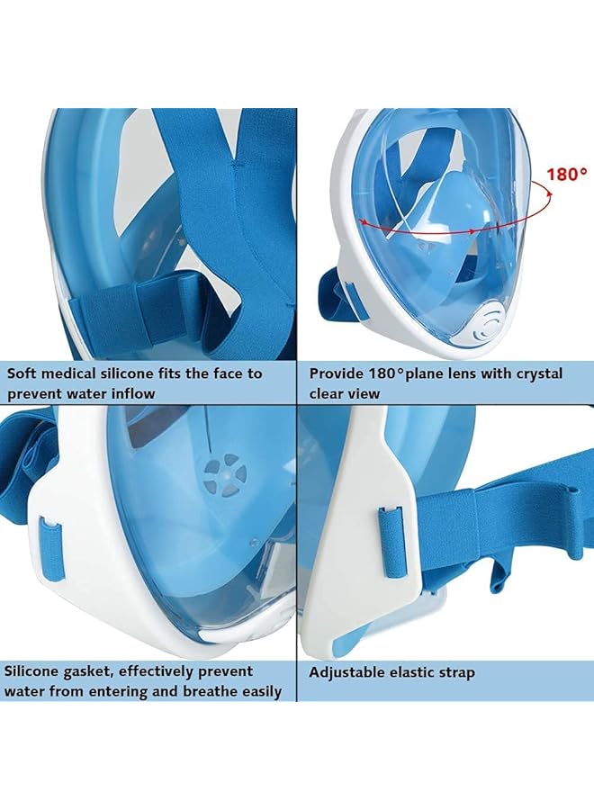 eWINNER Panoramic Full Face Snorkeling Mask Compatible with Action Camera underwater Dry Snorkel Mask Easy Breathing&Anti skid Ring Earplug for Kids adult - Image 4