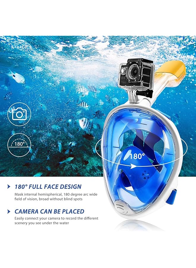 eWINNER Panoramic Full Face Snorkeling Mask Compatible with Action Camera underwater Dry Snorkel Mask Easy Breathing&Anti skid Ring Earplug for Kids adult - Image 5