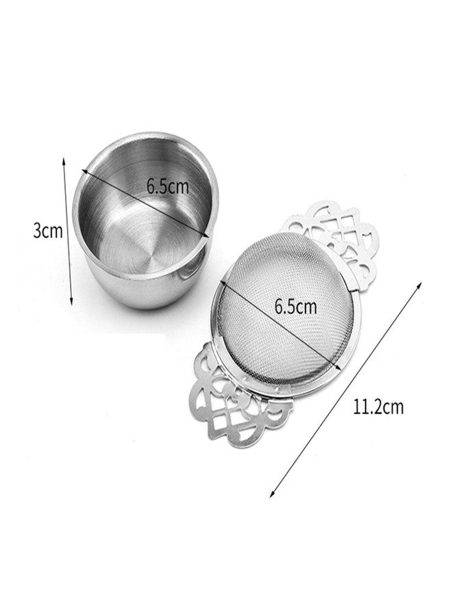 NUOMI 2 Pack Tea Strainer Stainless Steel Mesh Tea Infuser Loose Leaf Tea Filter with Drip Bowl for Natural Tea Seasoning Spices Herb, Golden - Image 2