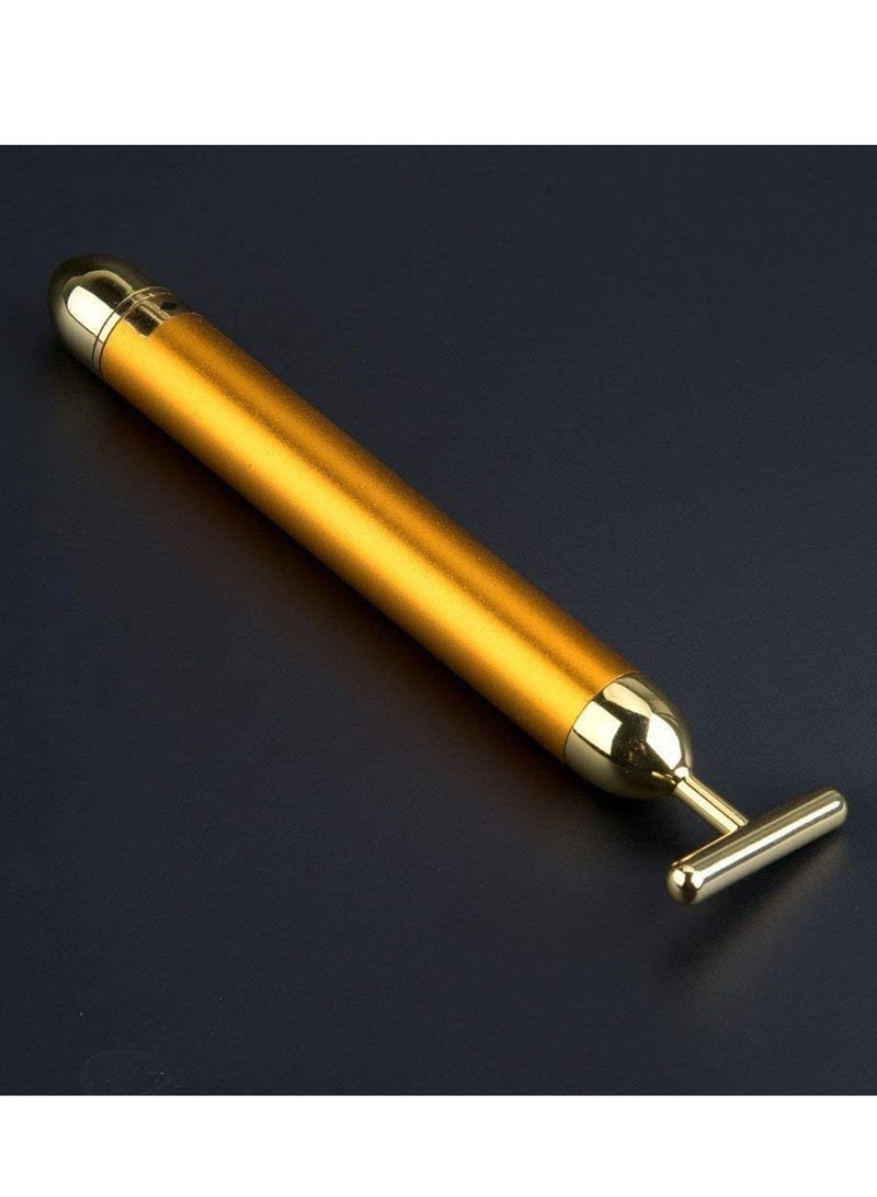 T-Shaped 24K Gold Massager - Waterproof Facial Massage Device for Anti-Wrinkle Care
