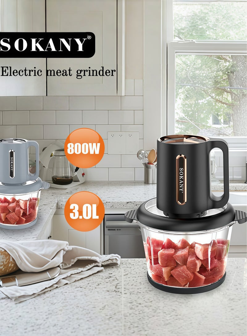sokany Meat Grinder Electric, Food Processor Onion Vegetable Garlic Chopper, 4 Blades, Stainless Steel Bowl ( 800W, 3L) - Image 1