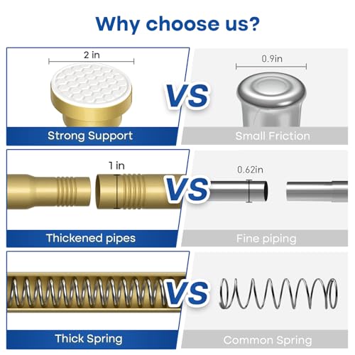 QINGYUN Tension Rod for Windows 28 to 48 Inch Spring Curtain Rods No Drilling 7/8" Diameter Gold Tension Rods Adjustable Curtain Rods Expandable Pressure Spring Tension Rods for Closet Doorway Kitchen Door - Image 3