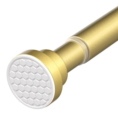 QINGYUN Tension Rod for Windows 28 to 48 Inch Spring Curtain Rods No Drilling 7/8" Diameter Gold Tension Rods Adjustable Curtain Rods Expandable Pressure Spring Tension Rods for Closet Doorway Kitchen Door - Image 1