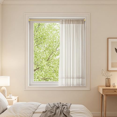 QINGYUN Tension Rod for Windows 28 to 48 Inch Spring Curtain Rods No Drilling 7/8" Diameter Gold Tension Rods Adjustable Curtain Rods Expandable Pressure Spring Tension Rods for Closet Doorway Kitchen Door - Image 5