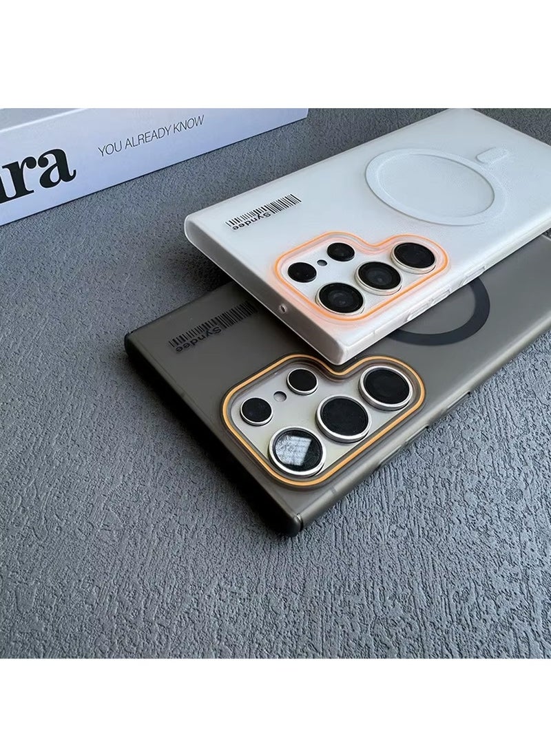 Techie Ultra Thin Frosted Matte Magnetic MagSafe Case for Samsung Galaxy S25 Ultra 2025 – Slim, Smooth, Anti-Fingerprint with Neon Design Camera Lens Protector - Frosted Black - Image 5