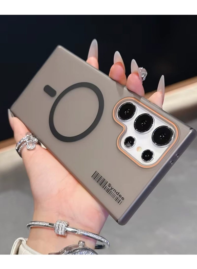 Techie Ultra Thin Frosted Matte Magnetic MagSafe Case for Samsung Galaxy S25 Ultra 2025 – Slim, Smooth, Anti-Fingerprint with Neon Design Camera Lens Protector - Frosted Black - Image 1