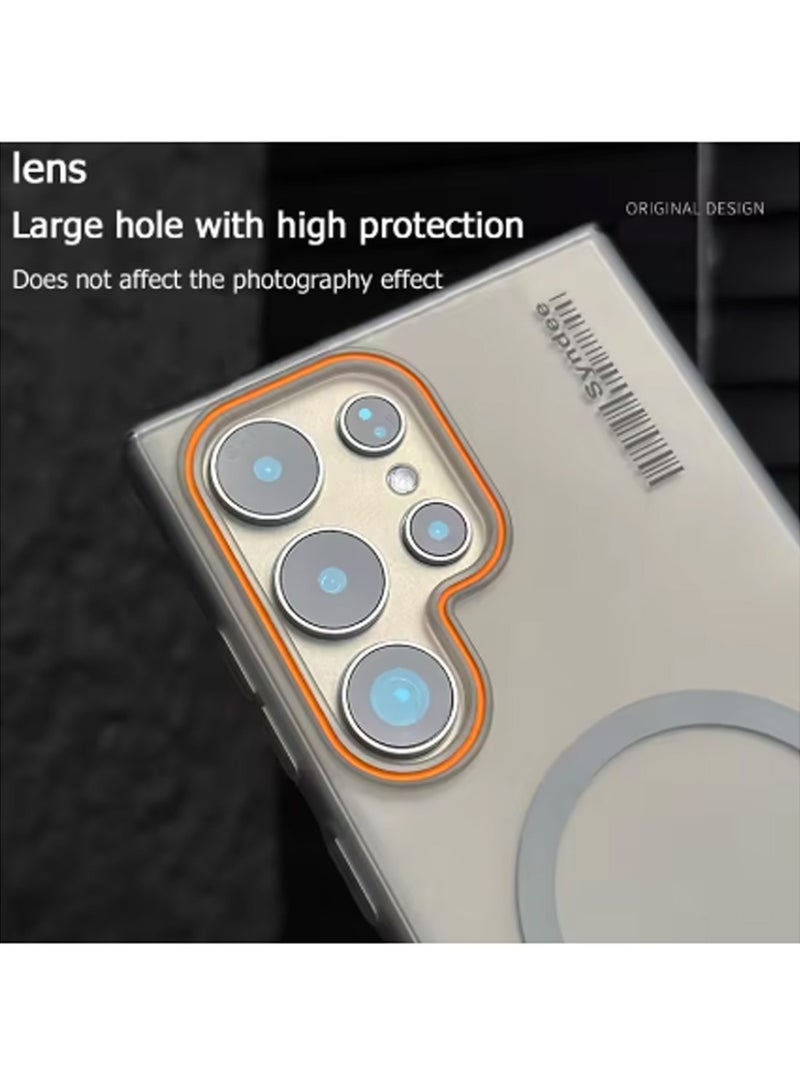 Techie Ultra Thin Frosted Matte Magnetic MagSafe Case for Samsung Galaxy S25 Ultra 2025 – Slim, Smooth, Anti-Fingerprint with Neon Design Camera Lens Protector - Frosted Black - Image 3