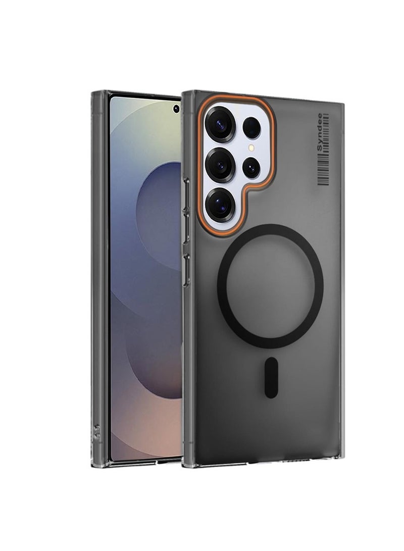 Techie Ultra Thin Frosted Matte Magnetic MagSafe Case for Samsung Galaxy S25 Ultra 2025 – Slim, Smooth, Anti-Fingerprint with Neon Design Camera Lens Protector - Frosted Black - Image 2