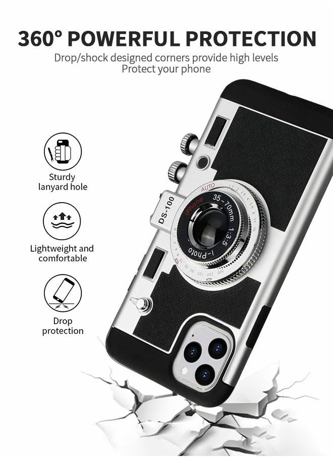 GROIC - Phone Case Compatible with iPhone 14 Pro Max 6.7 Inch Camera Case Vintage Cover Cute 3D Cool Unique Design Silicone Case with Removable Neck Strap for Girls Women Black - Image 1