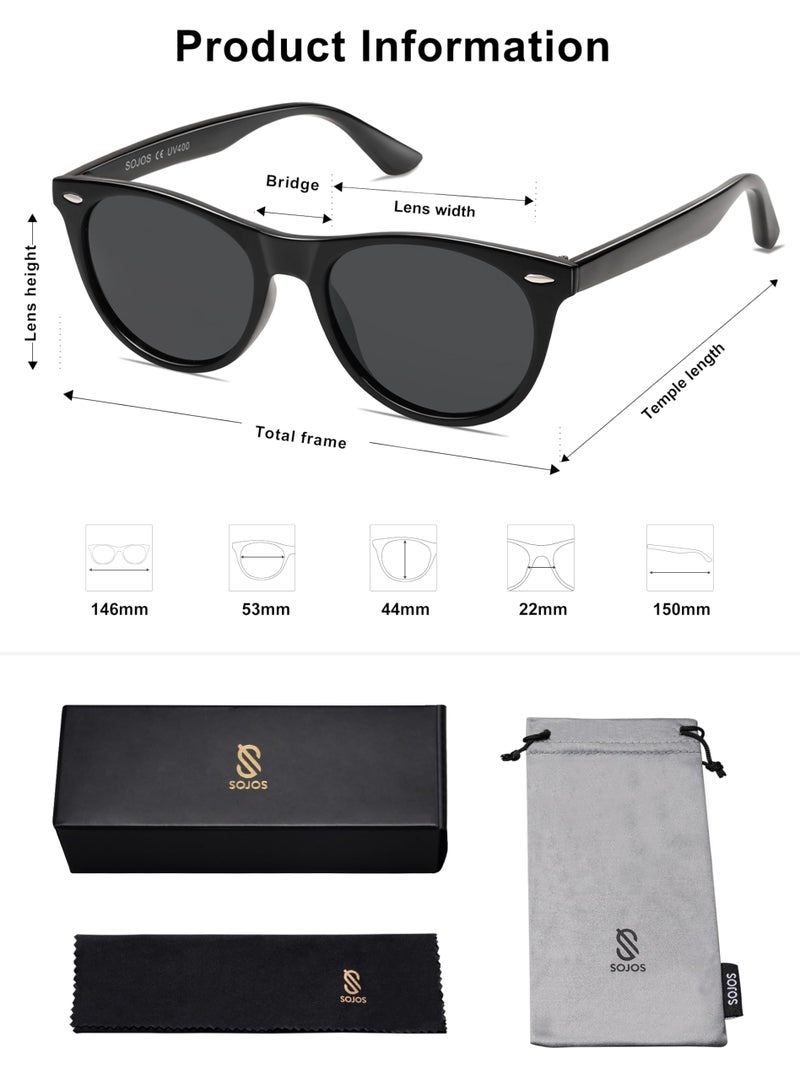 SOJOS Classic Polarized Sunglasses for Women Men Small UV400 Lenses SJ2076 with Black/Grey - Image 5