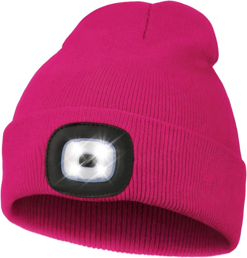 MELASA Unisex Hat with Light, USB Rechargeable Hands Free Headlamp LED Beanie, Winter Gifts for Men Dad Father Husband Him - Image 1