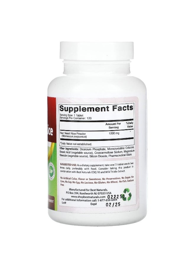 Best Naturals Best Naturals, Red Yeast Rice, 1,200 mg, 120 Tablets  - Image 2