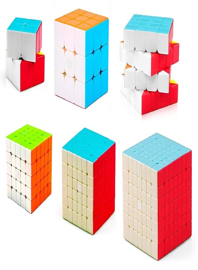 D ETERNAL Speed Cube Combo Set Of 2X2 3X3 4X4 5X5 6X6 7X7 Stickerless Magic Puzzle Bundle Cube - Multicolor, Kids and Professionals - Image 1