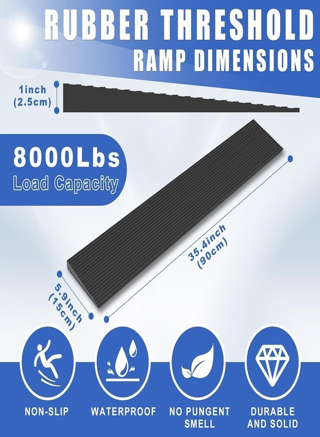 Hoqqf Threshold Ramps for Doorways,1" Rise Ramp, 8000 Lbs Capacity, Non-Slip Rubber, Wheelchair Ramp, Cuttable, Scooters - Image 2