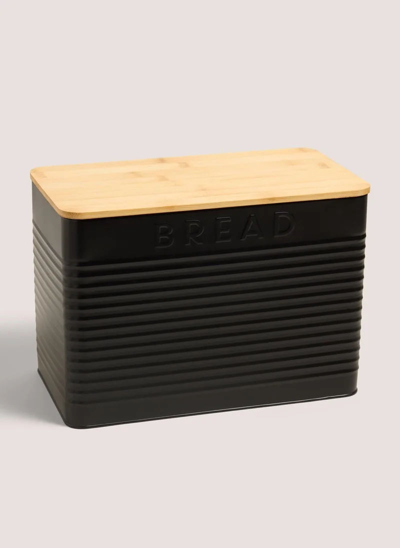 Matalan Black Metal Lidded Bread Bin (33cm x 24cm)